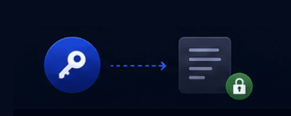 An icon of a physical key unlocking a note file with a green closed padlock badge, illustrating total cryptographic key ownership.